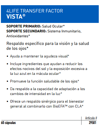 los beneficios de 4Life Transfer Factor Vista