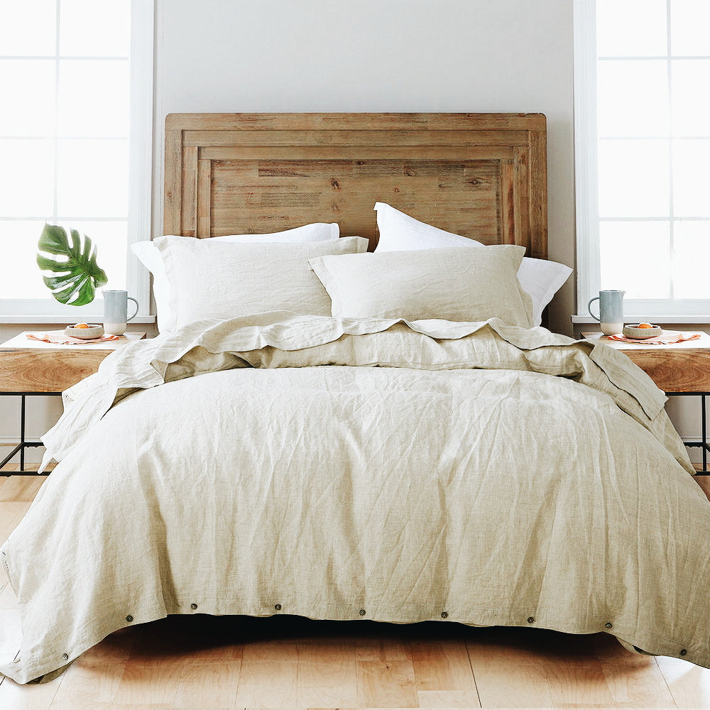 3 Piece Simple Organic Belgian Linen Duvet Cover Set in 12 Colors - Flax Linens