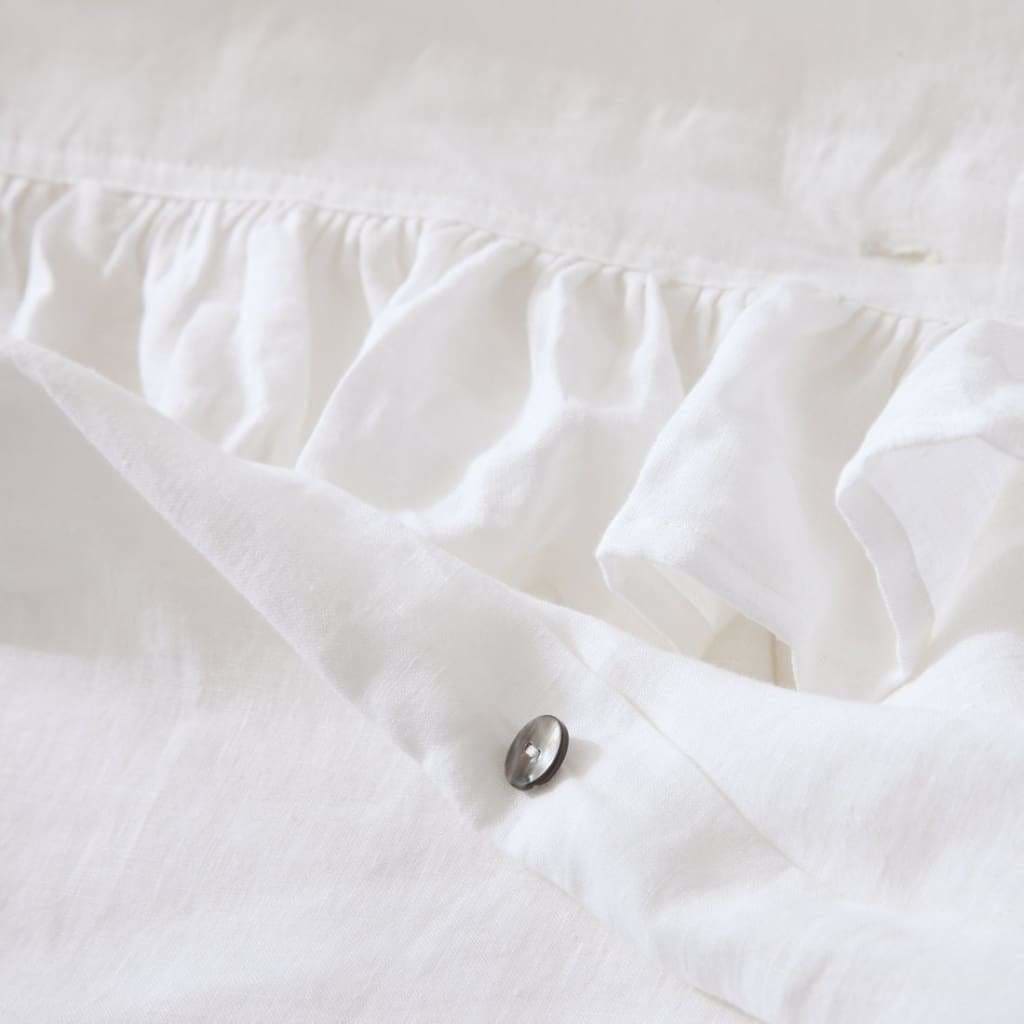 Flaxlinens Com Belgian Linen 6 Piece Ruffled Duvet Cover Sheet