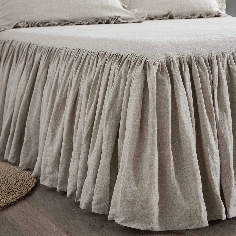 ruffled bed skirt with split corners drop