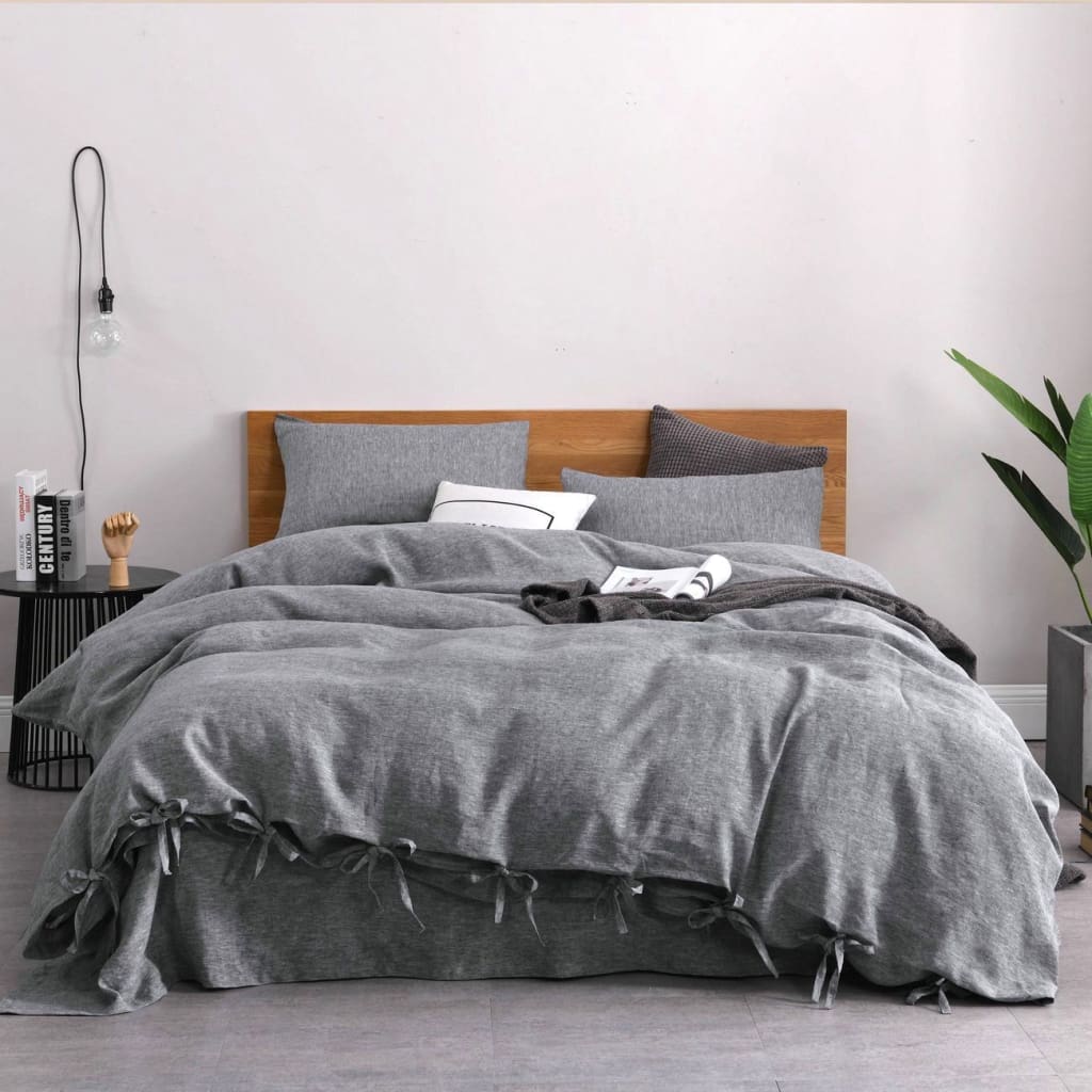 Flaxlinens Com Chambray Linen Bed In A Bag 5 Piece Simple Duvet
