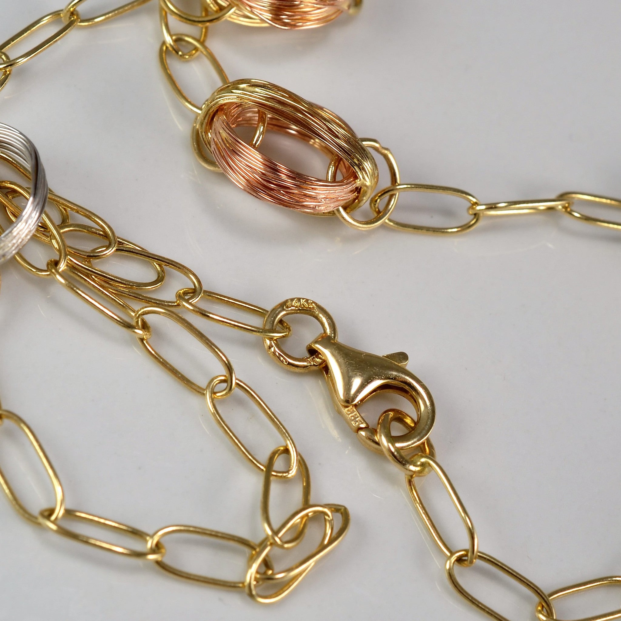 Tri Tone Gold Link Necklace | 16