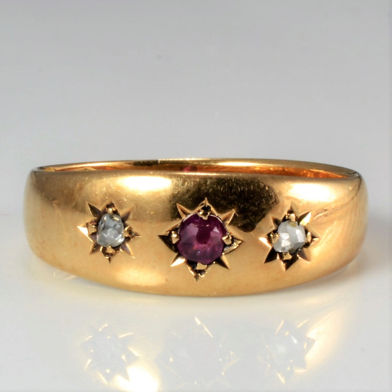 Victorian Era Gypsy Set Ruby & Diamond Ring | 0.05 ctw, SZ 4.75 | – 100 ...