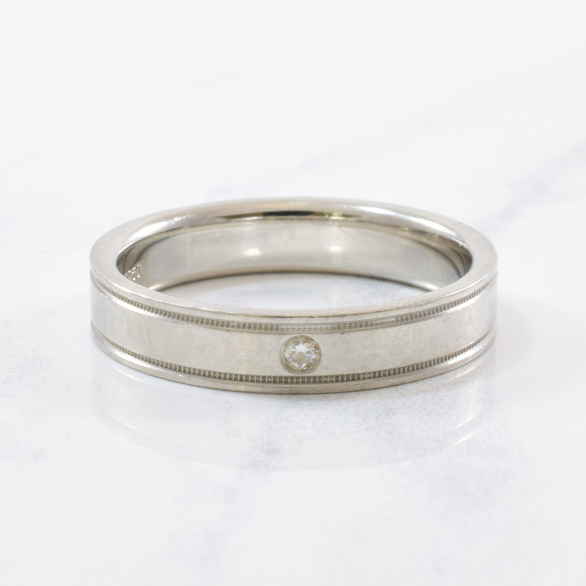 'Tiffany & Co.' Essential Double Milgrain Ring 0.01ct