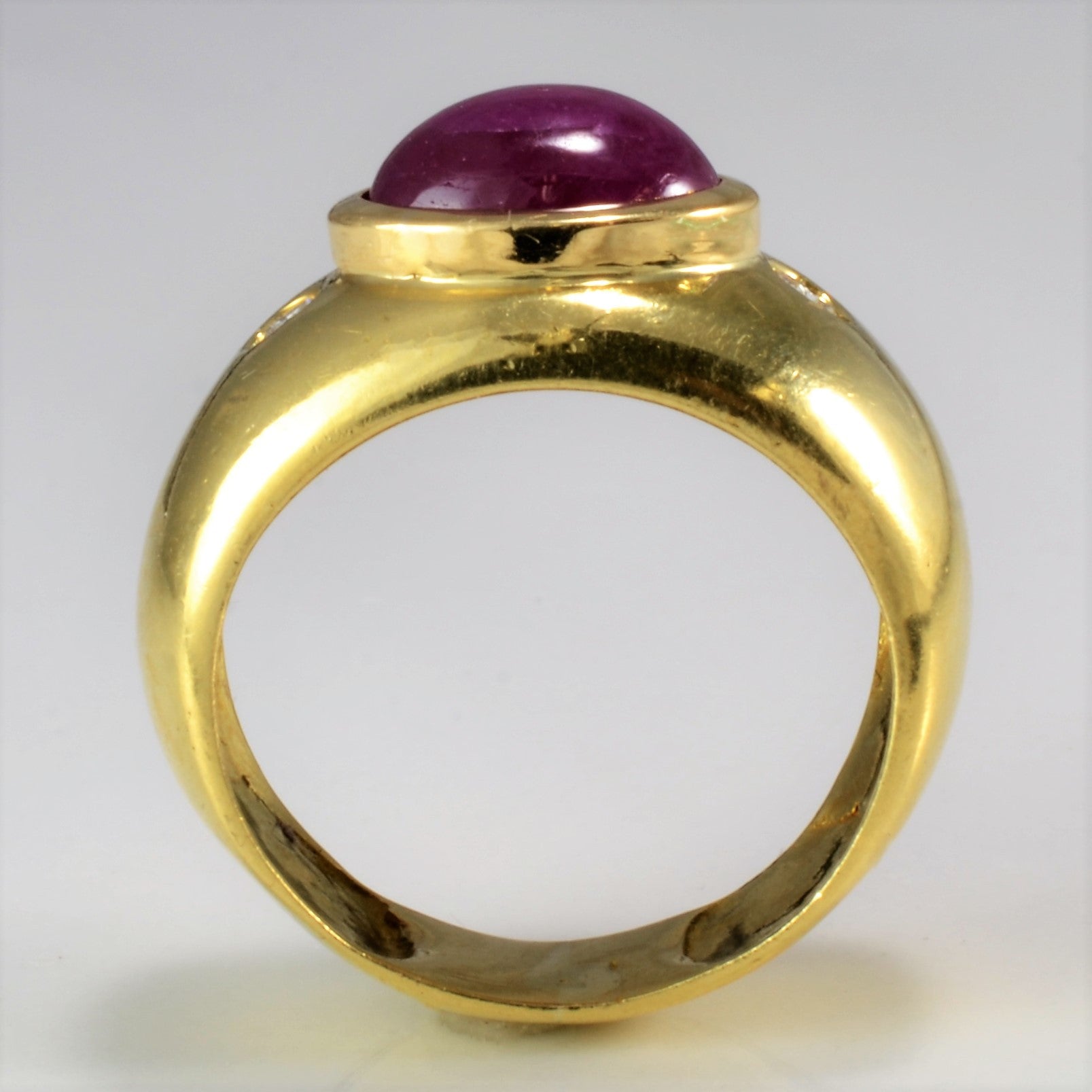 Oval Ruby Cabochon & Diamond Ring | 0.08 ctw, SZ 4.75 | – 100 Ways