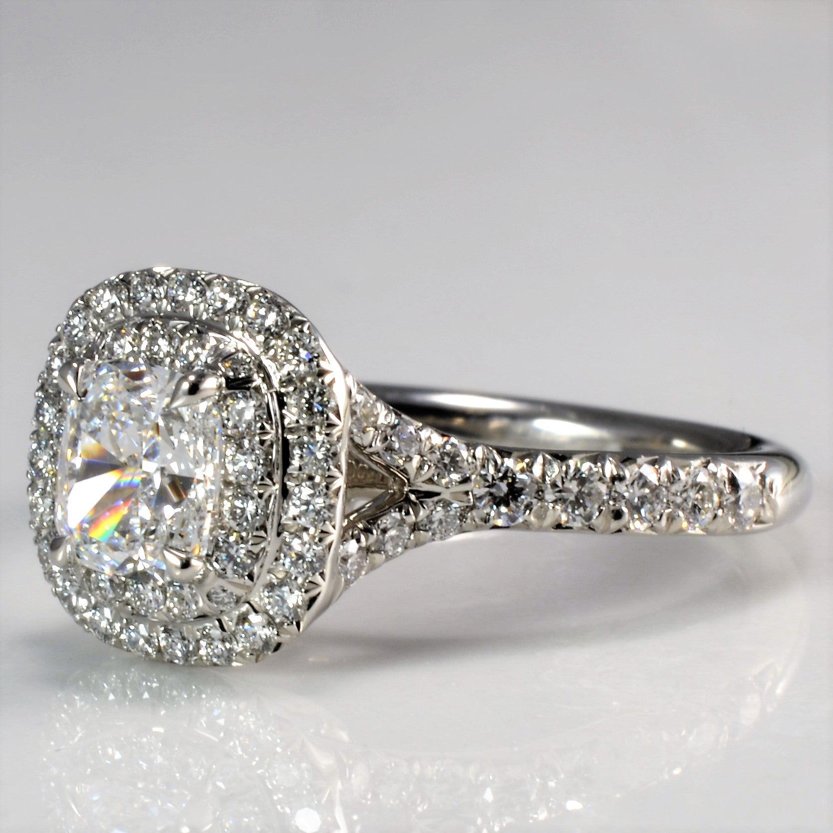  Tiffany  Co Soleste Double Halo Diamond Engagement 