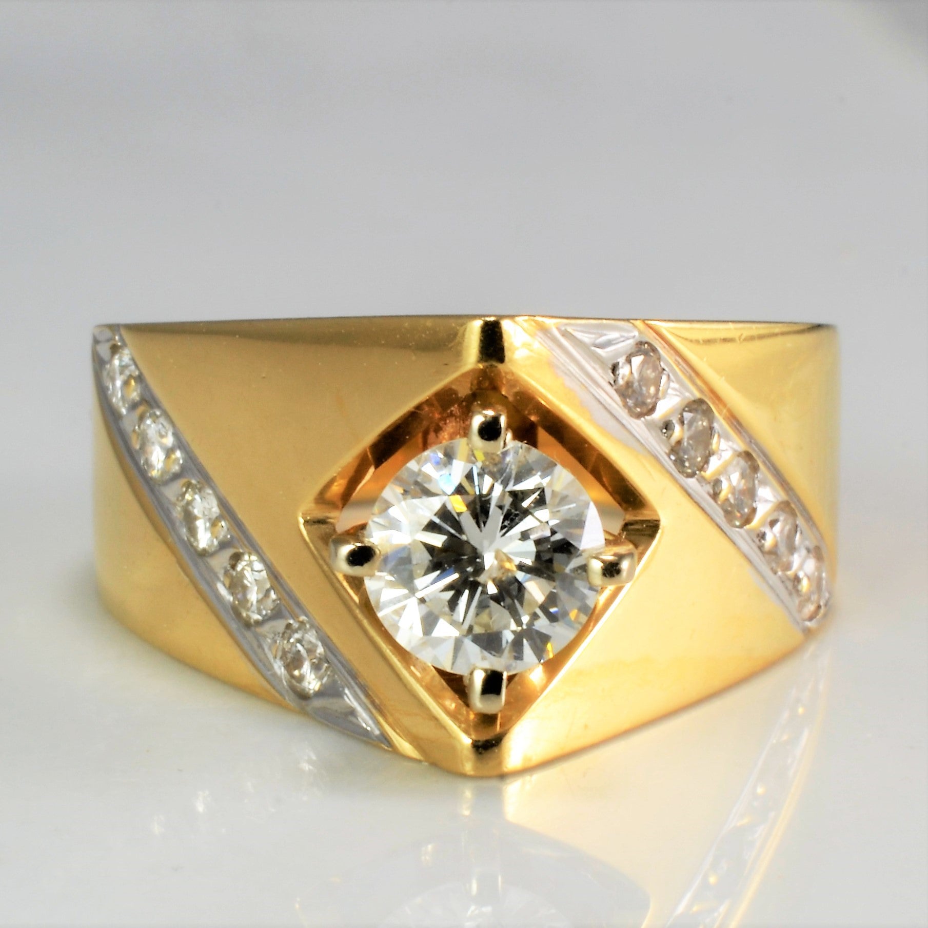 High Set Solitaire with Accents Diamond Ring | 0.73 ctw, SZ 5.75 ...