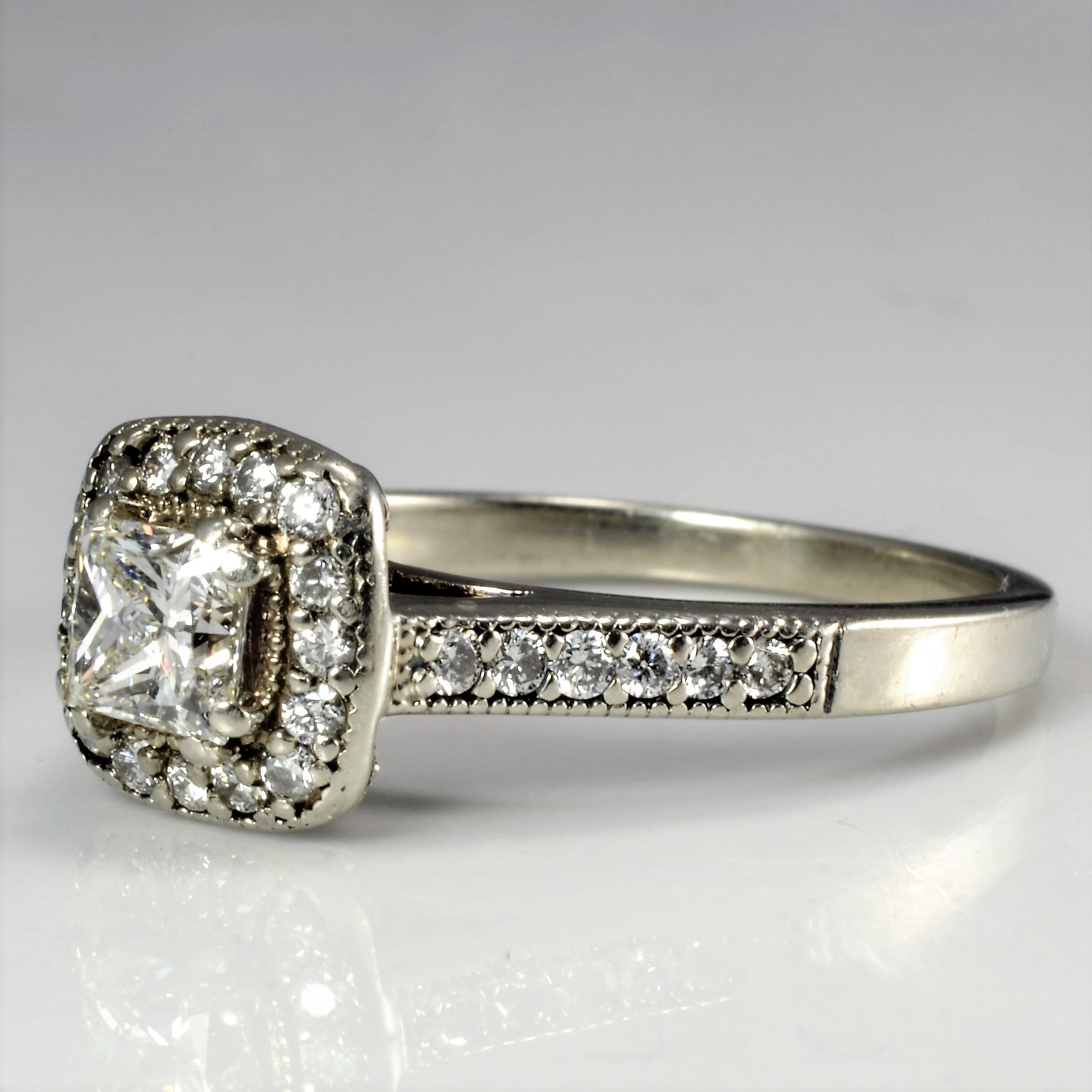 Milgrain Detailed Halo Diamond Engagement Ring 077 Ctw Sz 7 100 Ways