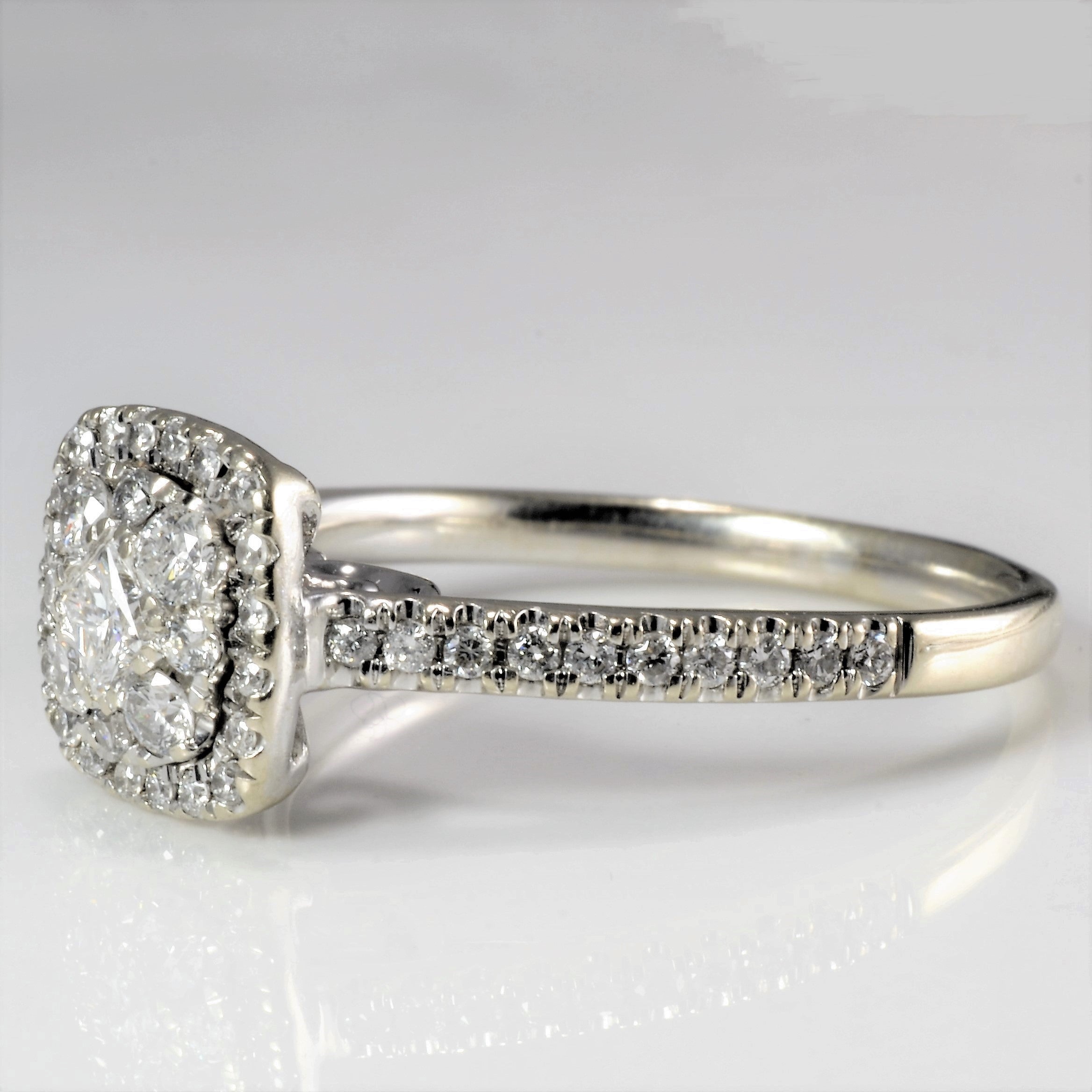 Pave Set Diamond Halo Engagement Ring 0 52 Ctw Sz 8 5 – 100 Ways