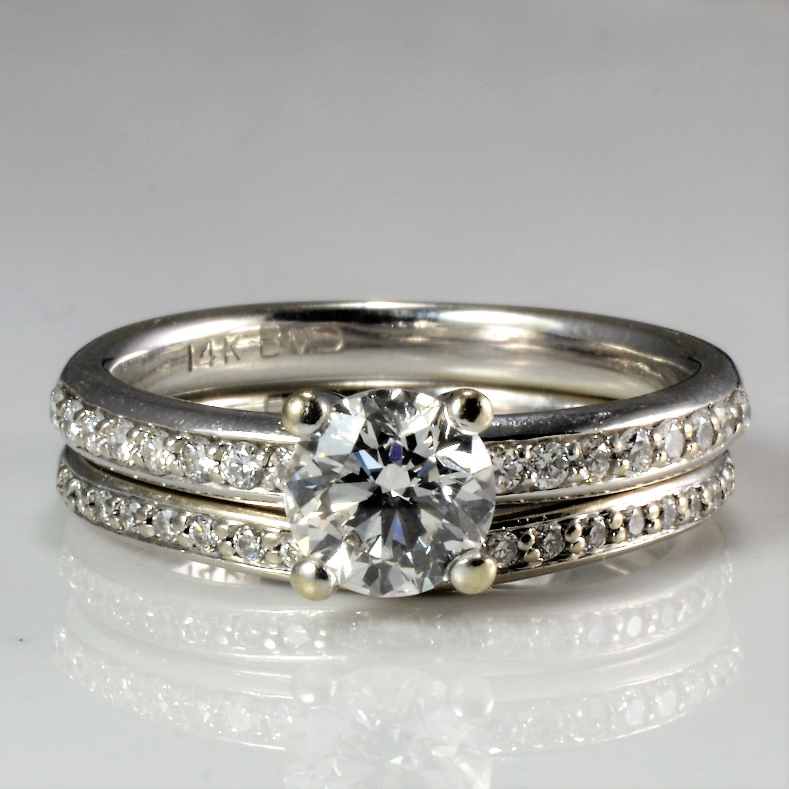 Solitaire with Accents Diamond Engagement Ring Set | 1.05 ctw, SZ 5.75 |