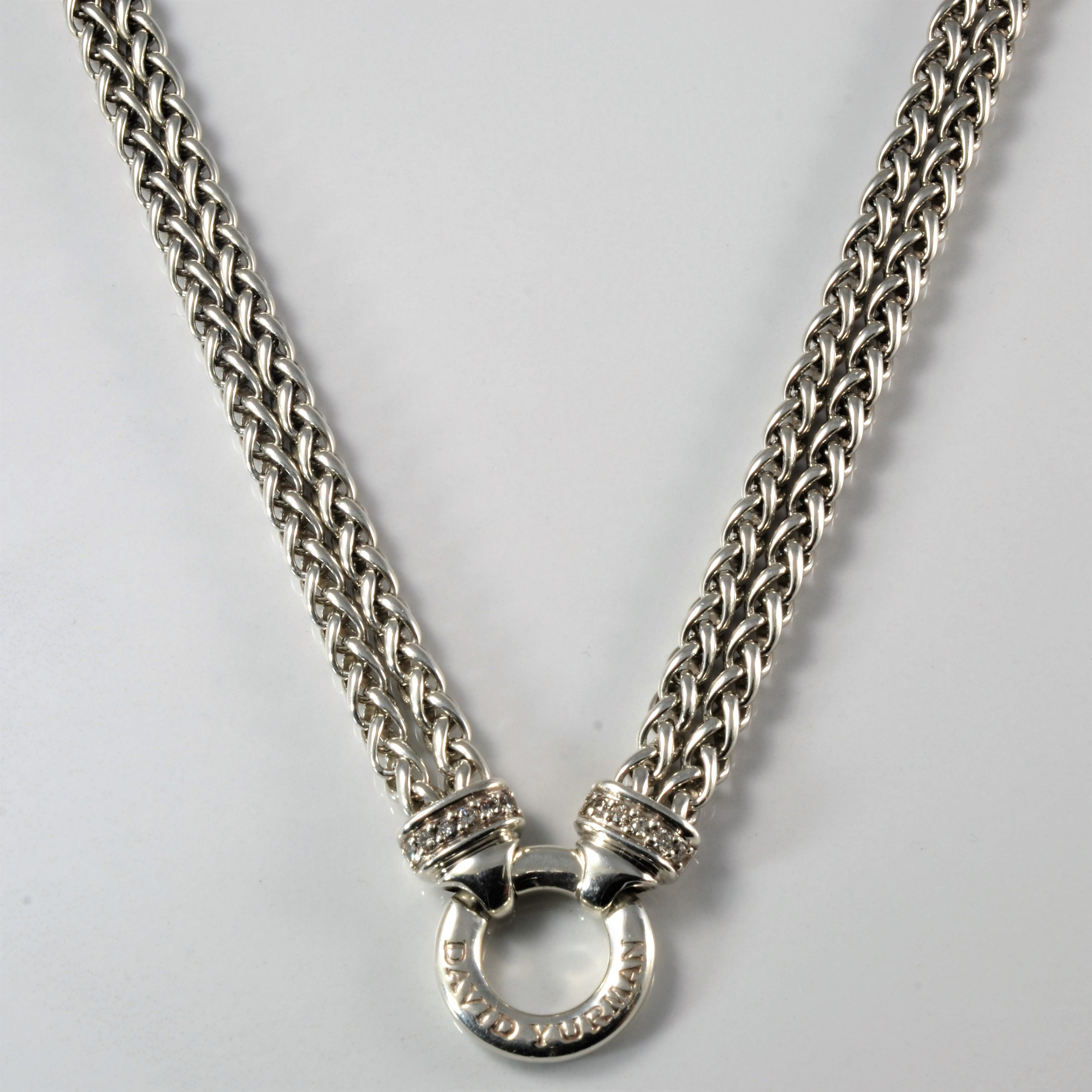 double wheat chain necklace with diamonds