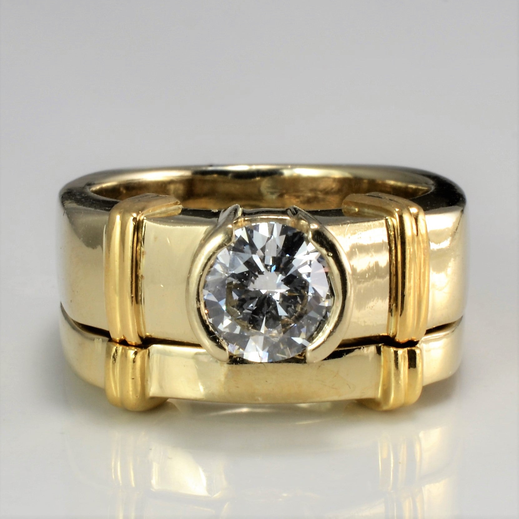 Bezel Set Diamond Engagement Ring Set | 0.92 ct, SZ 5.5 | – 100 Ways
