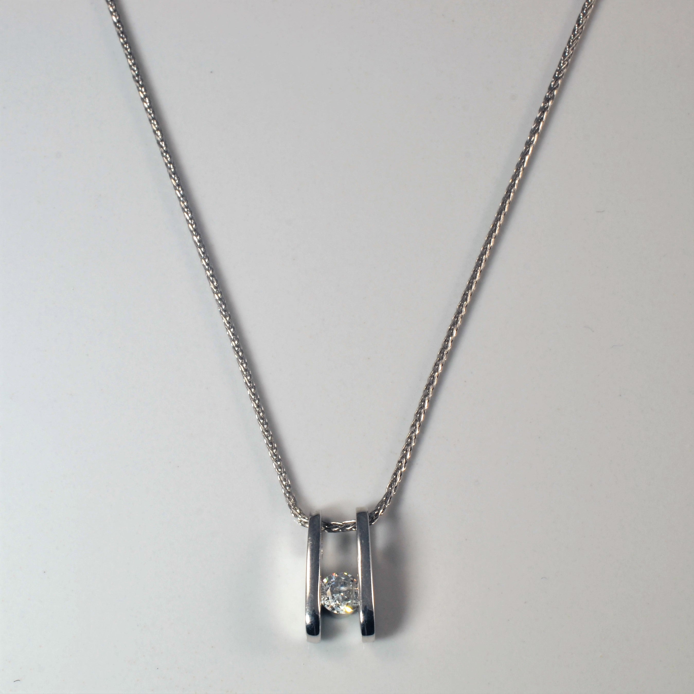 tension set diamond necklace