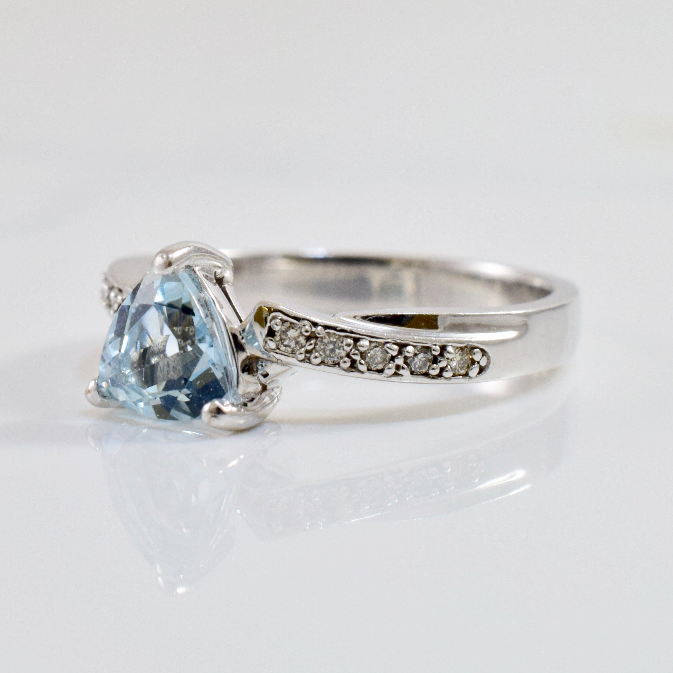 Trillion Cut Aquamarine Ring | 0.05 ctw SZ 5.75 | — 100 Ways