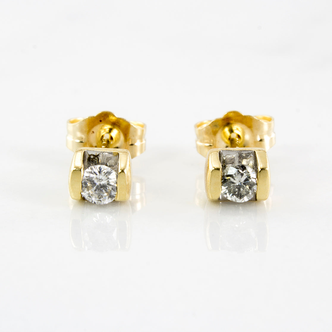 channel set diamond stud earrings