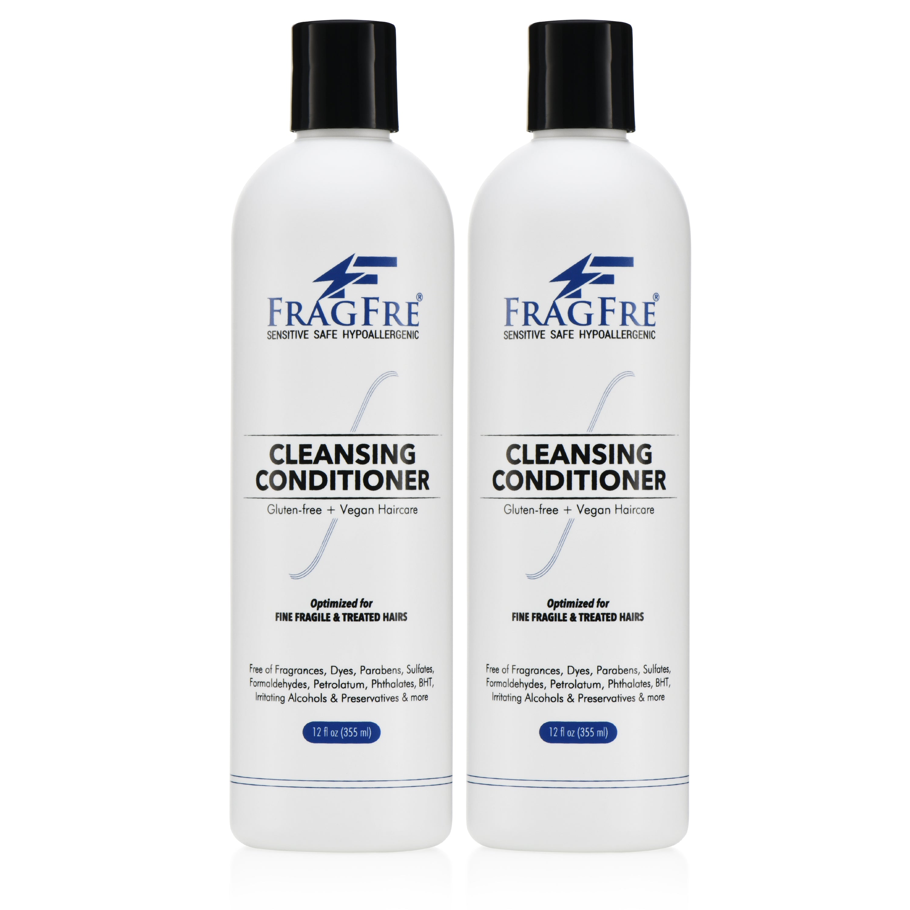 FRAGFRE Cleansing Conditioner for Fine Fragile and Treated Hairs 12 oz (2-Pack Gift Set) - Mild Cond