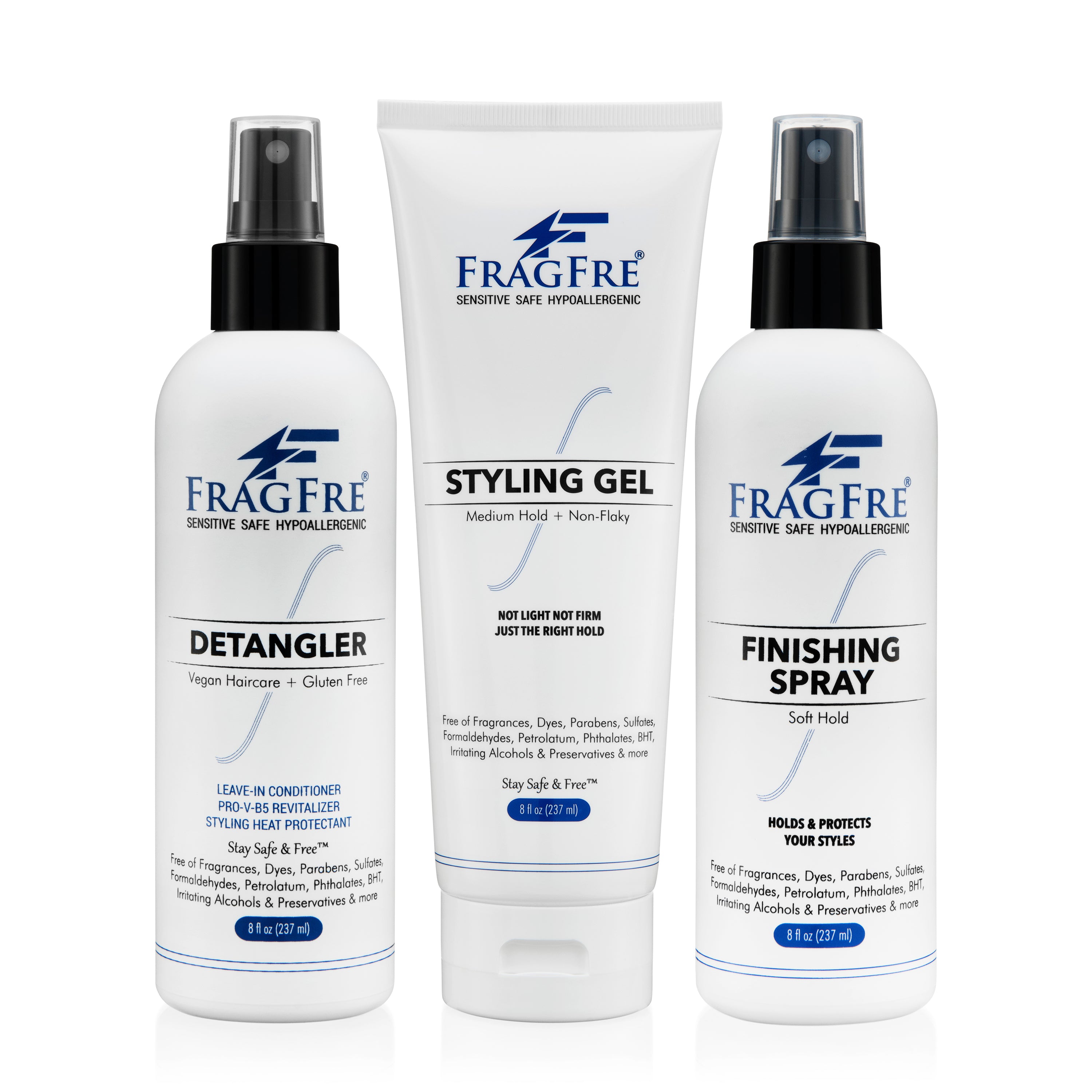 FRAGFRE Hair Styling Set for Sensitive Skin 8 oz ea DetanglerStyling