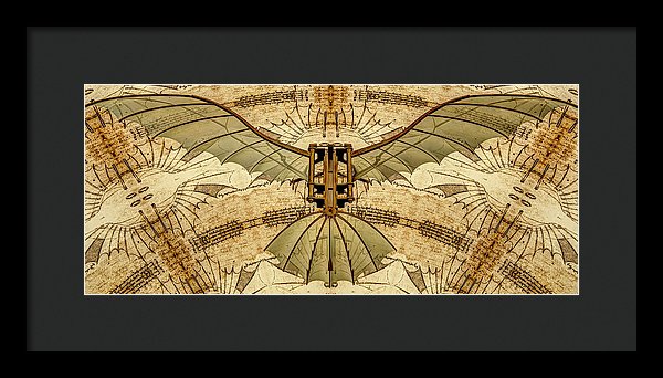Leonardo Da Vinci Antique Flying Machine - Framed Print - Design Forms Of Art
