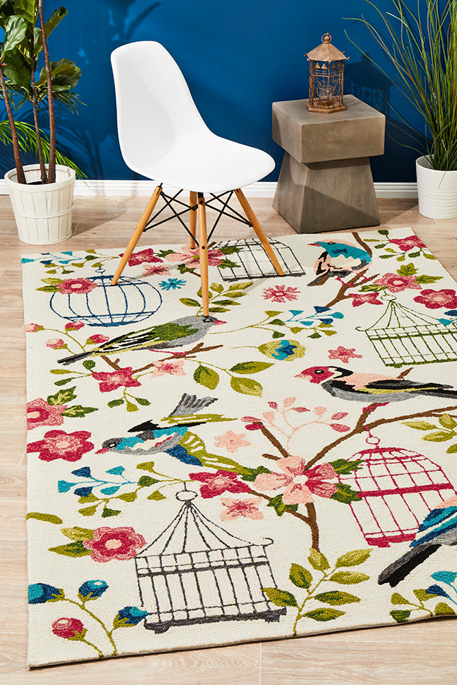 Anna Bird Indoor Outdoor Rug Cream