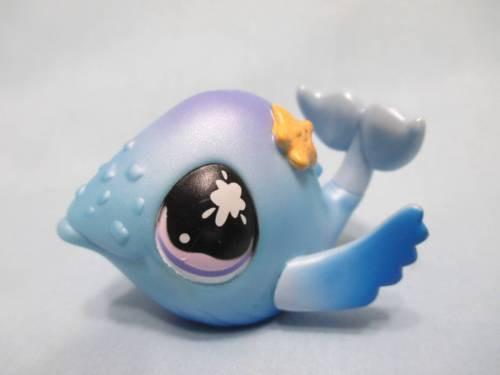 Littlest Pet Shop 824 WHALE Blue Yellow Starfish Shimmer Authentic LPS MAY21J