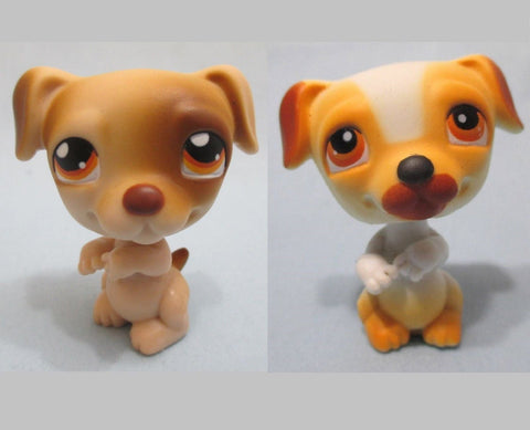 Littlest Pet Shop Dog Pug Puppy Brown Caramel with Green and Red Eyes 