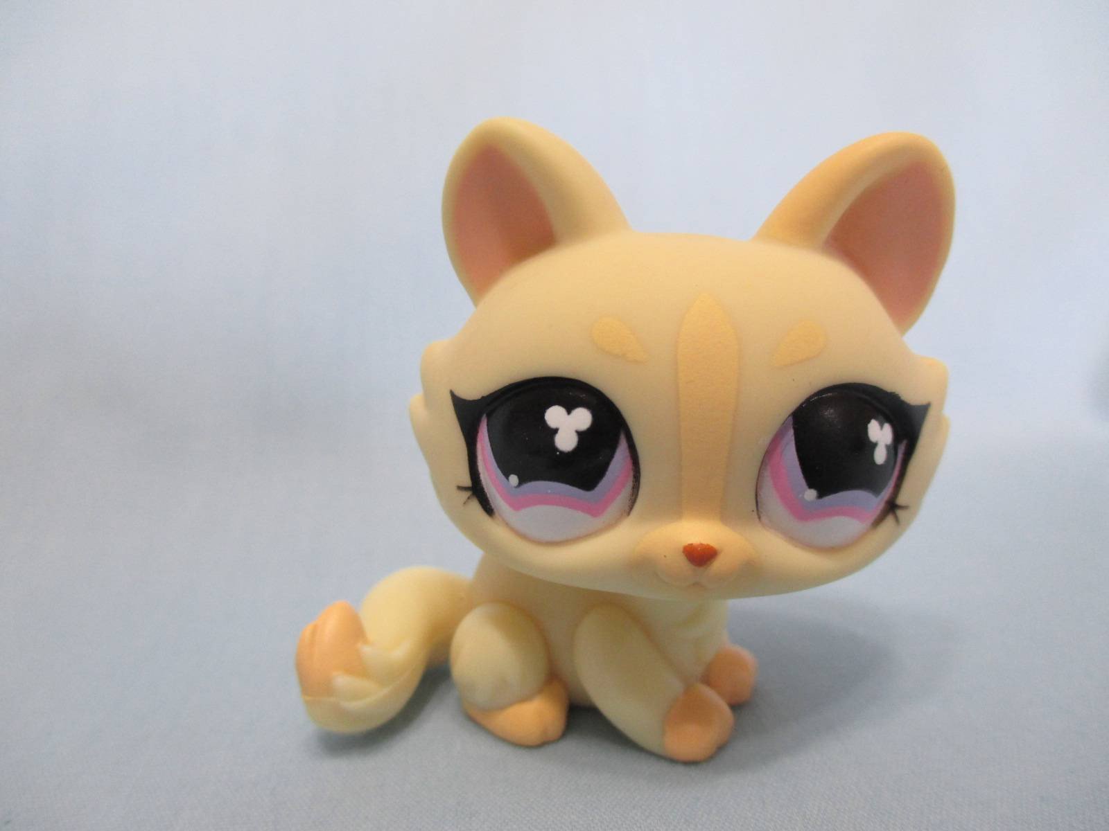 LIKE NEW Littlest Pet Shop Yellow Crouching Long Haired Cat Kitten 848 Authentic Mar10n