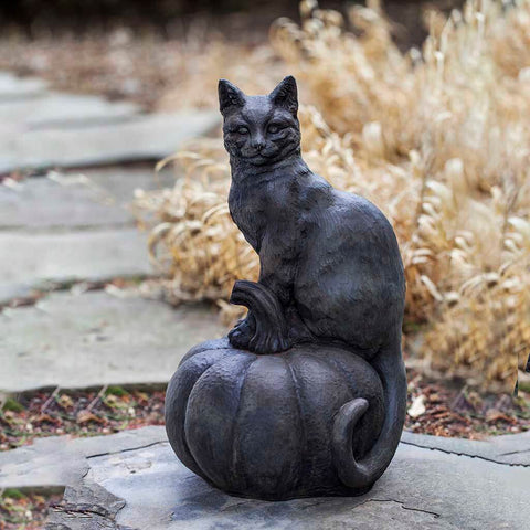 Cat on a Pumpkin Garden Statue by Campania International