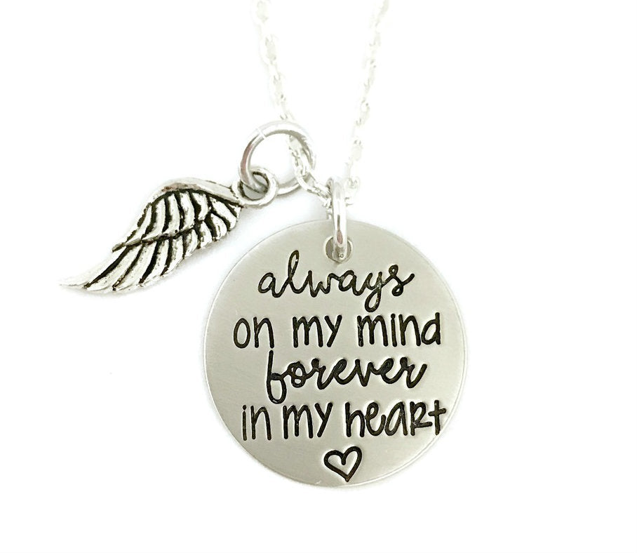 Always On My Mind Forever In My Heart Memorial Necklace Memorial Jewelry Danielle Joy Designs