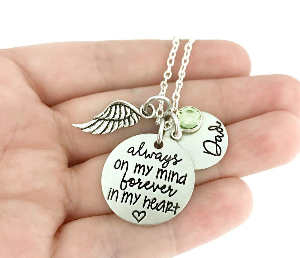 Always On My Mind Forever In My Heart Memorial Necklace Memorial Jewelry Danielle Joy Designs