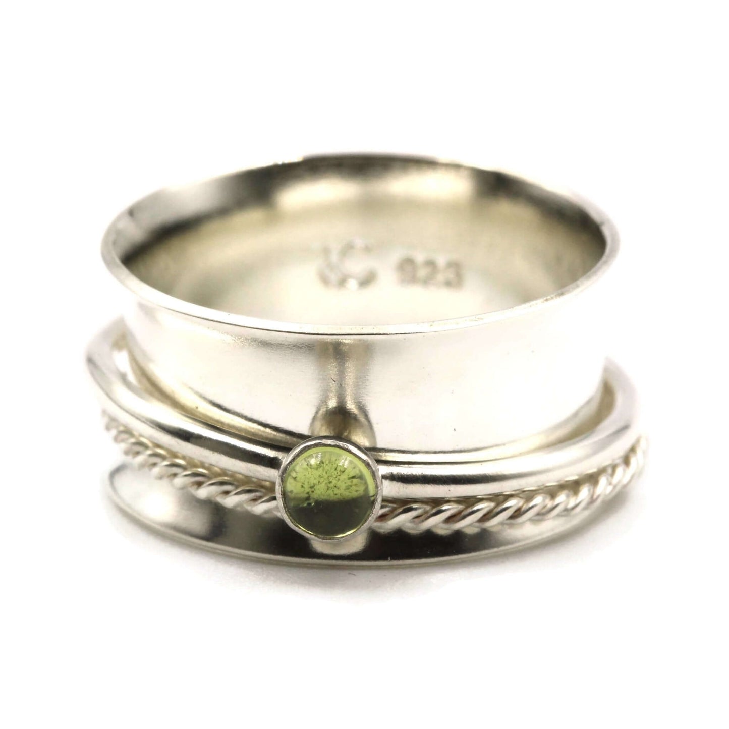 Sterling Silver Spinner Ring with Peridot - Rebecca Cordingley