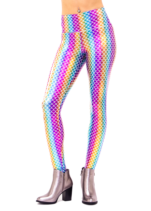 Rainbow Holographic Mermaid Leggings - Revolver Fashion is Funstigators