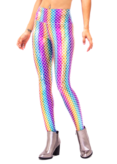 Rainbow Holographic Mermaid Leggings - Revolver Fashion is Funstigators
