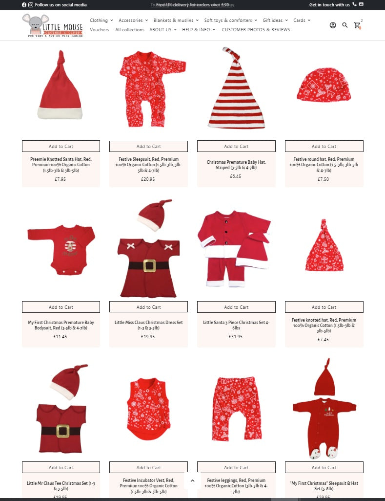 Shop for premature baby Christmas outfits