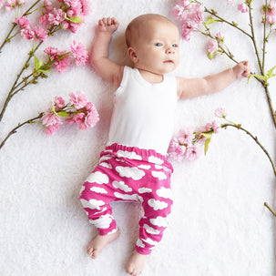 Pink Cloud Print Baby Leggings 