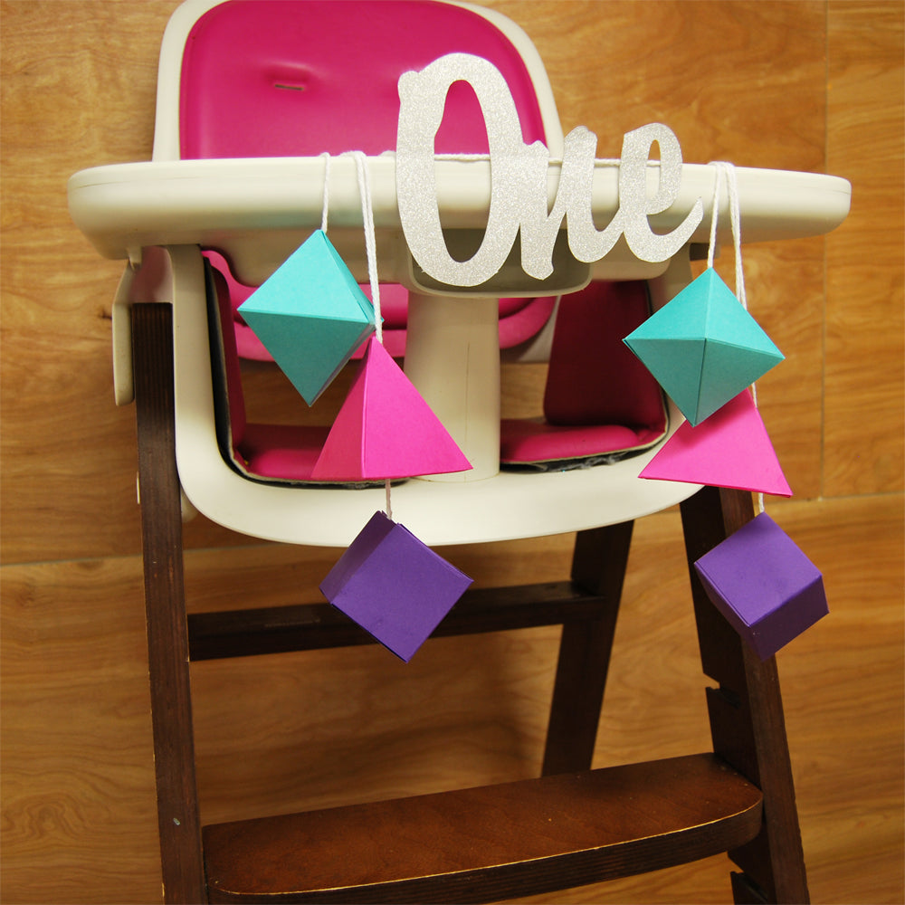 Geometric One Highchair Banner Partyatyourdoor