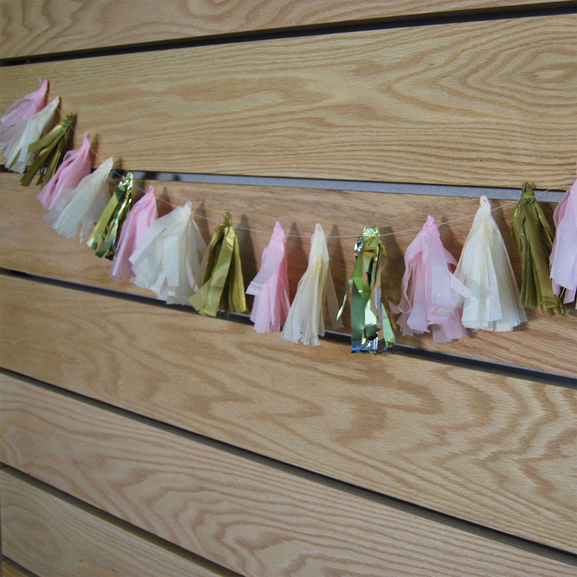 pink and gold tassel garland