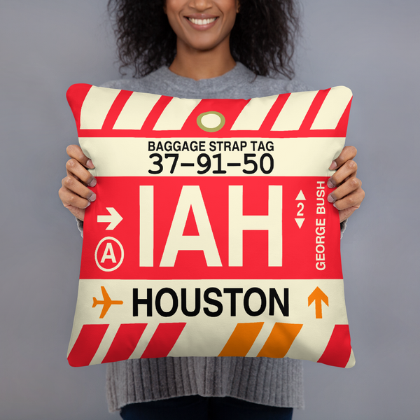 IAH Houston Baggage Tag Pillow • Cool Airport Code Stuff • RWY23
