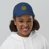 RWY23 - OGG Maui Kids Hat - Children's Baseball Cap with Airport Code (Gold and Blue Embroidery) - Image 5