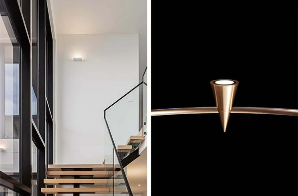 The Bellucci wall light faces upwards for soft illumination. Module B from our Boulevard collection can be cleverly installed as an uplight for anti-glare lighting.