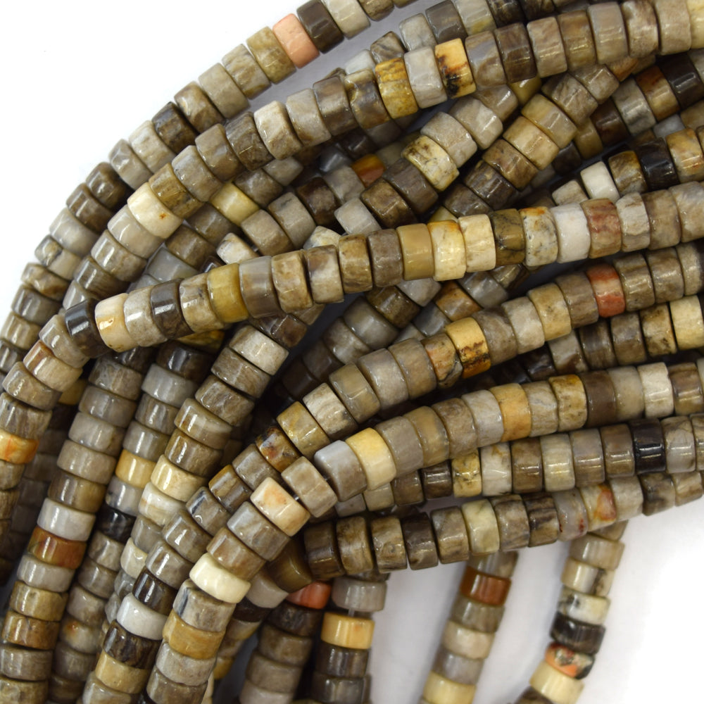 6mm Silver Leaf Jasper Heishi Beads 15 5 Strand Eagle Beadz