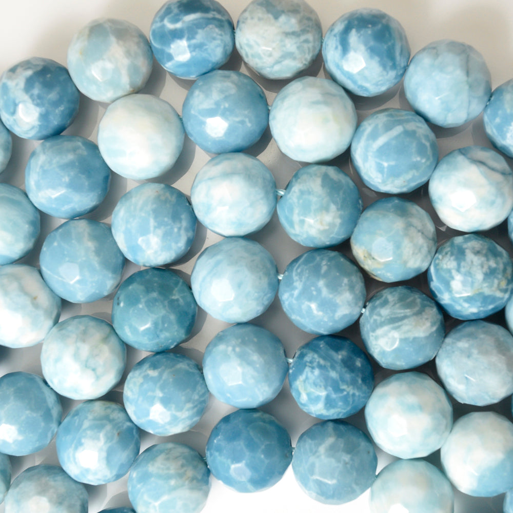 Faceted Blue Larimar Quartz Round Beads 155 Strand 4mm 6mm 8mm 10mm