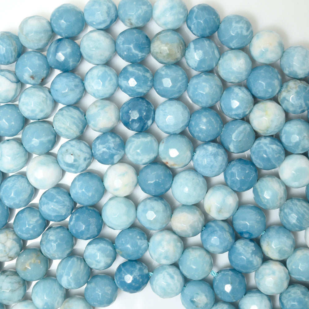 Faceted Blue Larimar Quartz Round Beads 155 Strand 4mm 6mm 8mm 10mm