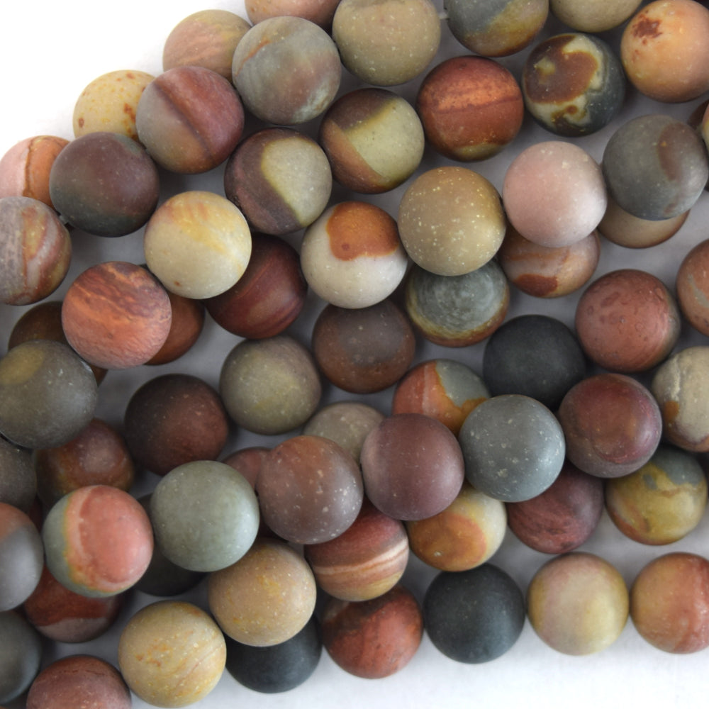 Matte Landscape Polychrome Picture Jasper Round Beads 15.5" Strand 6mm - Eagle Beadz