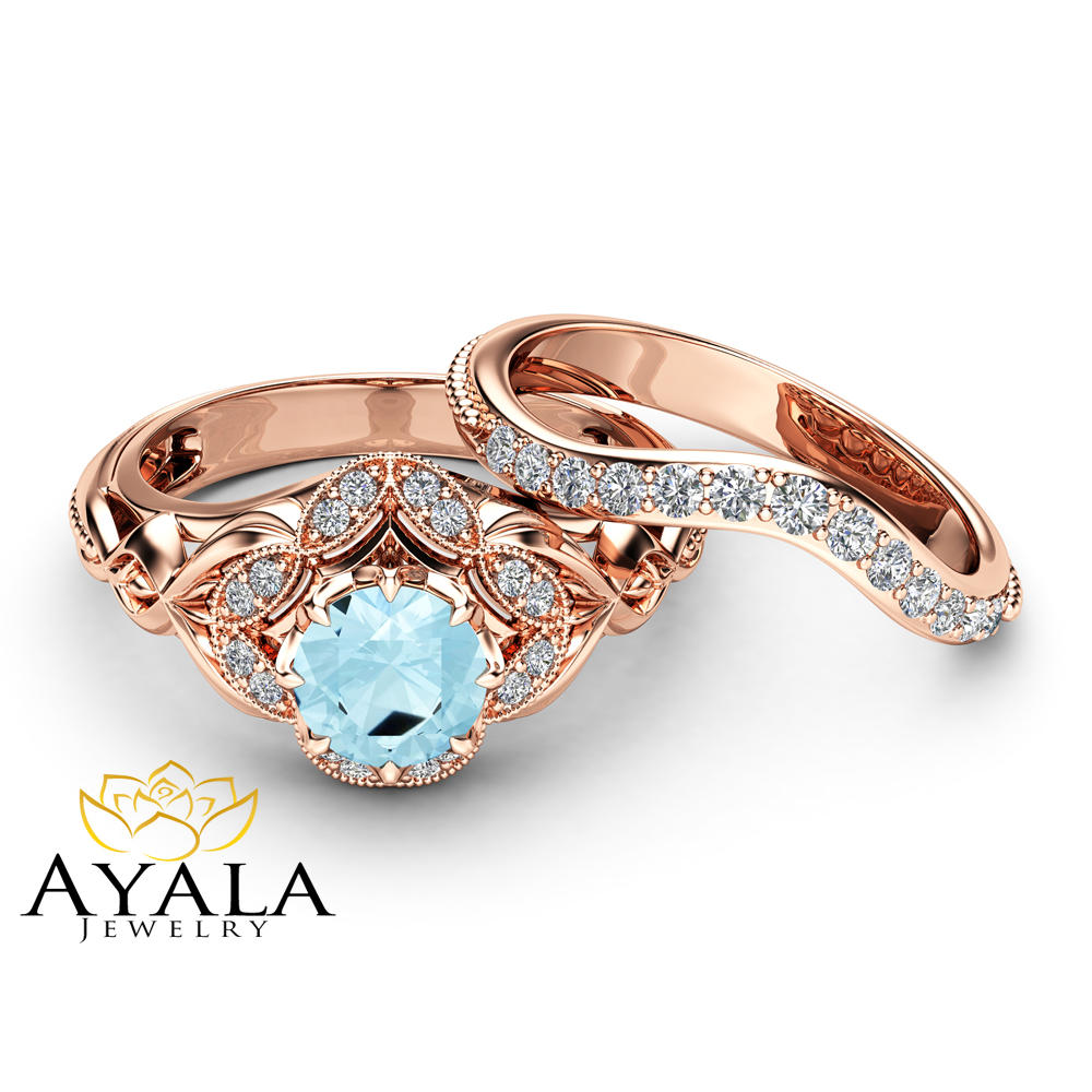 rose gold aquamarine ring