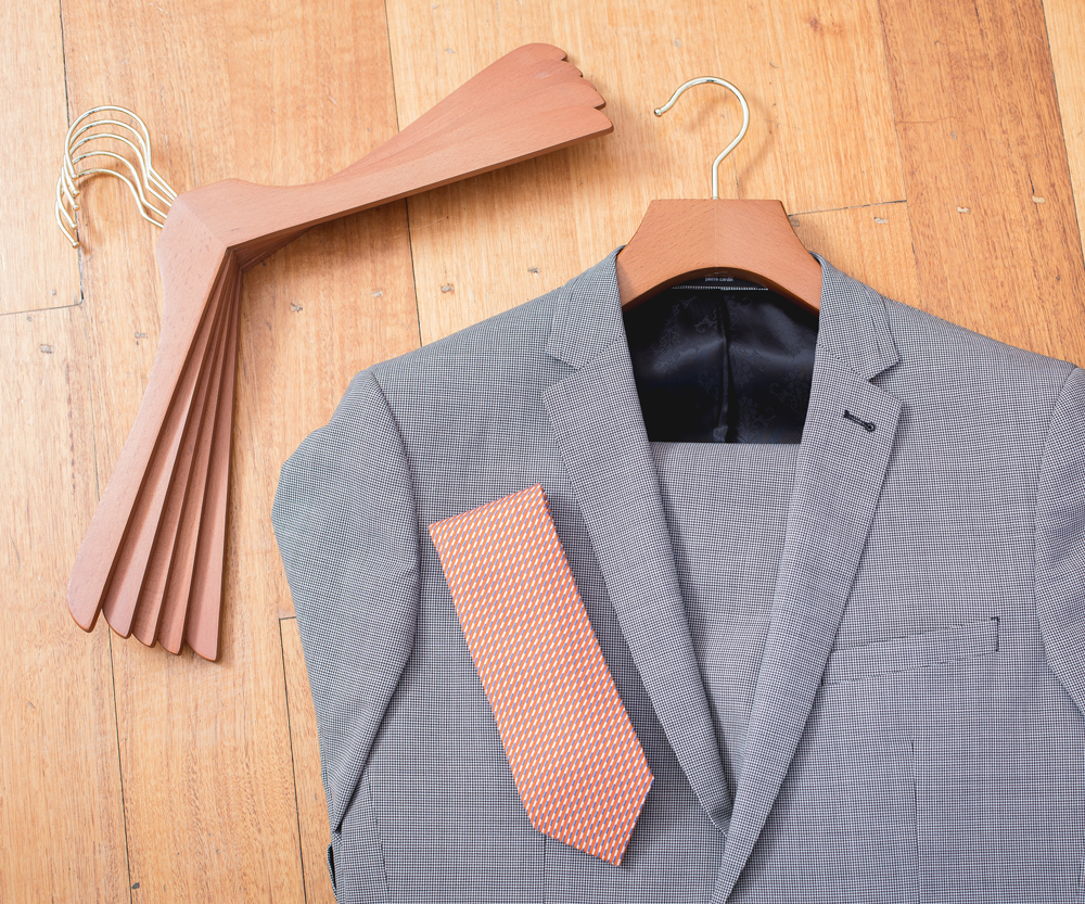Women's Wood Suit, Shirt, Skirt/Trouser Hangers, Custom Woven Padded Hangers  - Butler Luxury