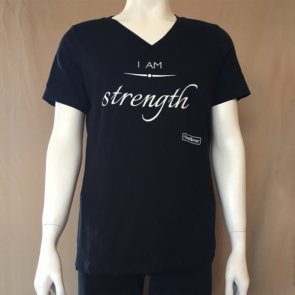 I AM Strength Black V-Neck Tee - HeartPath Creations featuring I AM SoulWear
