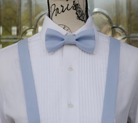 Dust Blue Bow Tie and Suspenders