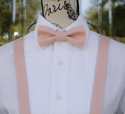 Blush Pink Bow Tie and Suspenders