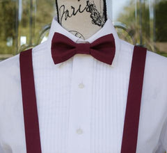 Burgundy Bow Tie and Suspenders