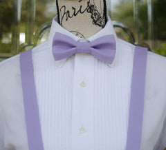 lavender bow tie and suspenders